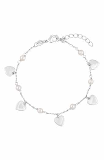 Heart Charm Imitation Pearl Anklet