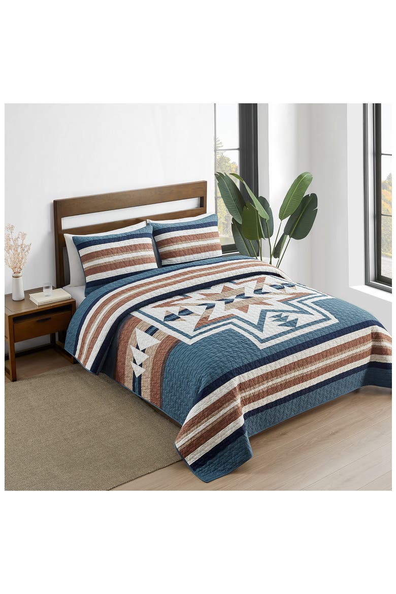 Silver City Reversible Quilt & Sham Set, Alternate, color, BLUE MIRAGE