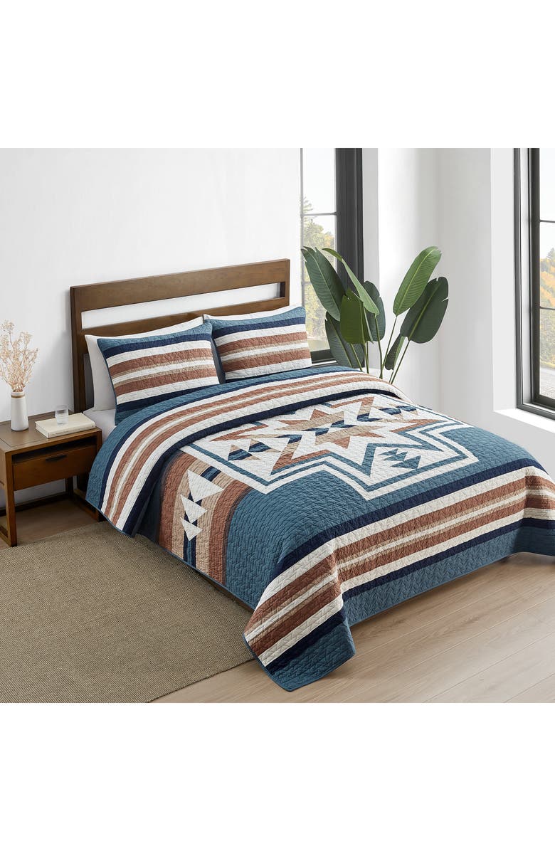 Pendleton Silver City Reversible Quilt & Sham Set, Alternate, color, Blue Mirage