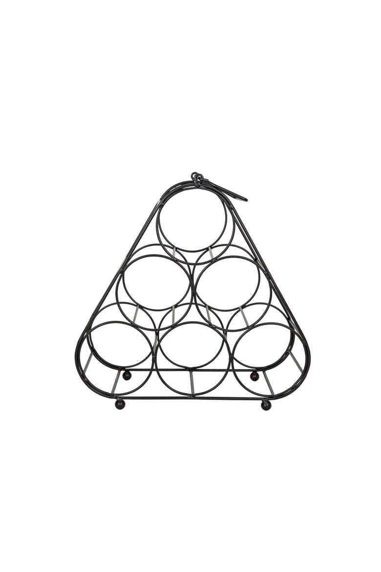 Six Bottle Wine Holder Black Metal, Main, color, Black