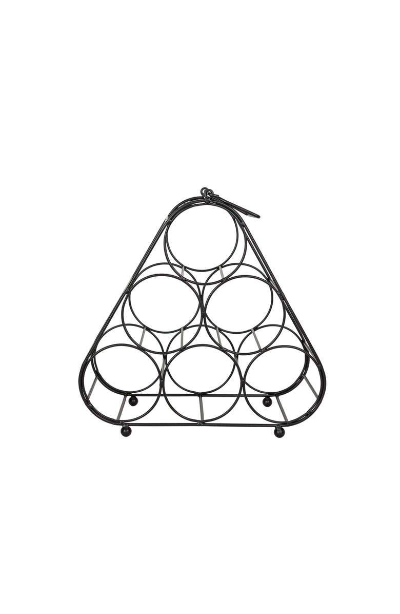 Foreside Home and Garden Six Bottle Wine Holder Black Metal, Main, color, Black