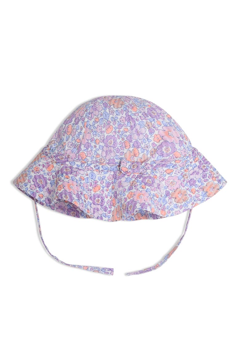 Floral Cotton Romper & Sun Hat Set, Alternate, color, LILAC
