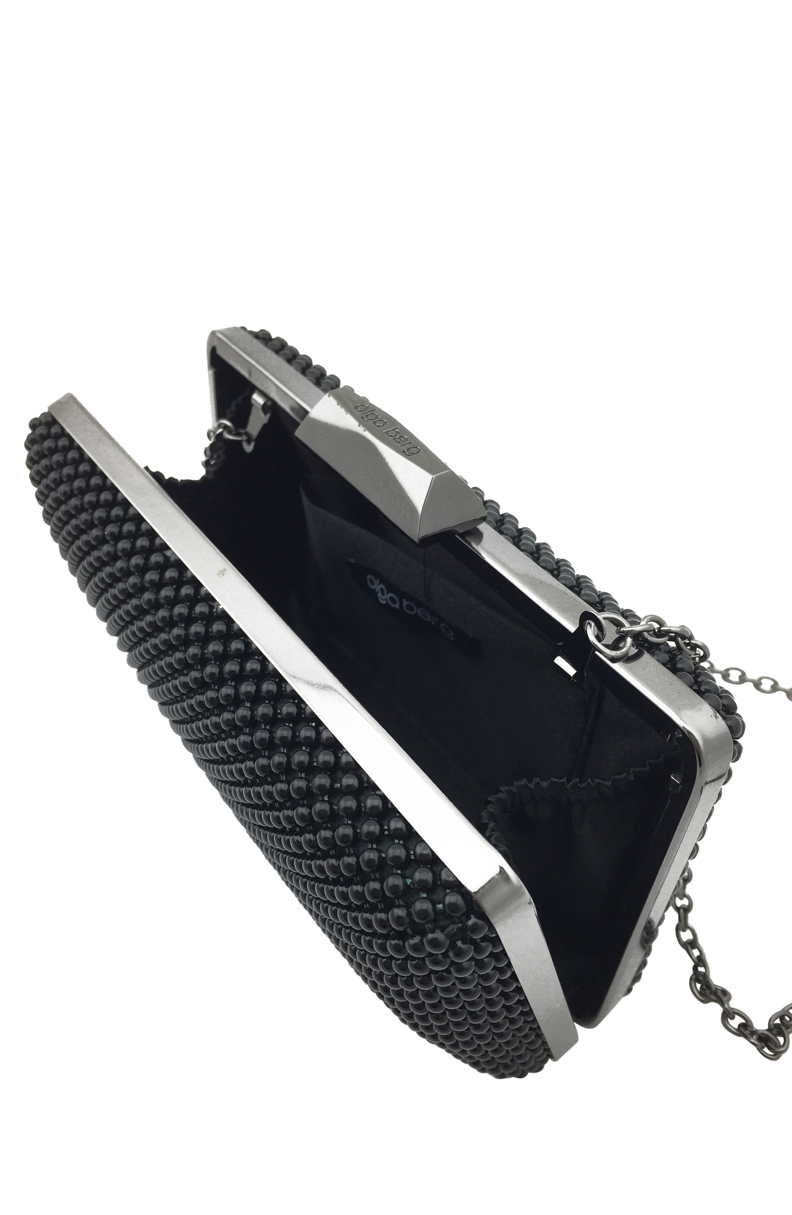 Olga Berg Natasha Mesh Clutch, Alternate, color, Black