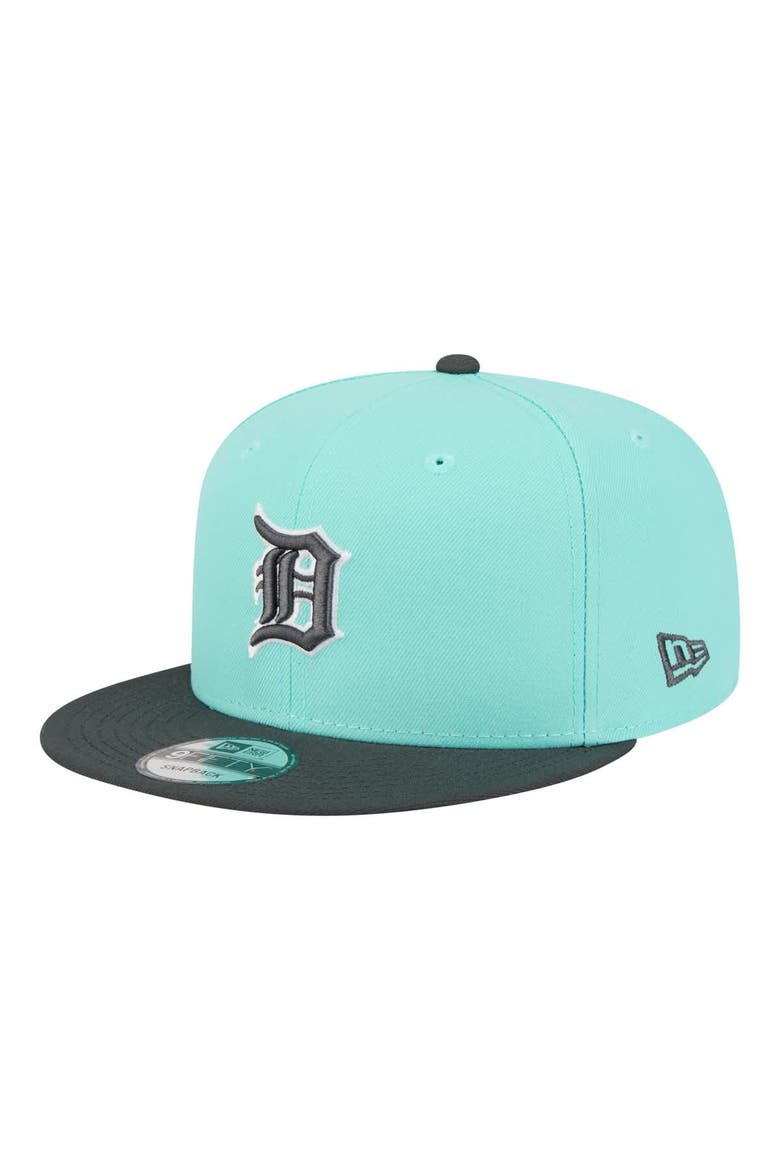 Men's New Era Turquoise/Charcoal Detroit Tigers Two-Tone Color Pack 9FIFTY Snapback Hat, Main, color, Turquoise