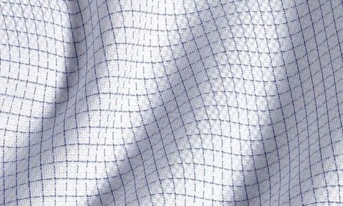 David Donahue Trim Fit Grid Check Cotton Dobby Dress Shirt In White