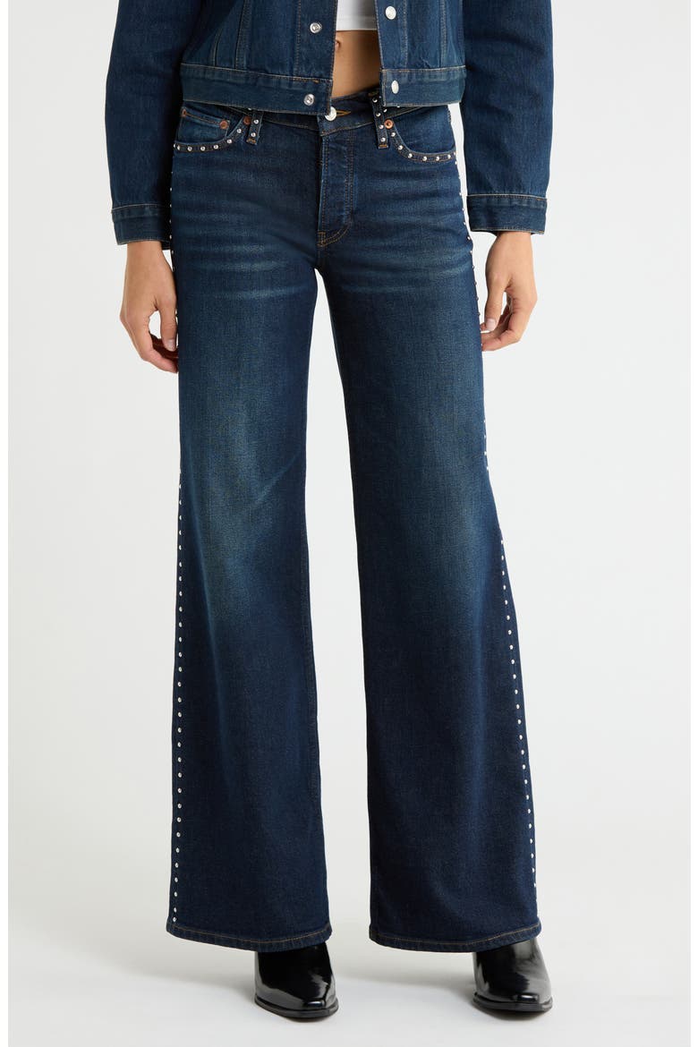 Studded Wide Leg Jeans, Main, color, BARELY WESTERN STUD