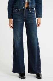 Re/Done Studded Wide Leg Jeans