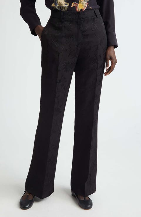 Floral Jacquard Bootcut Trousers