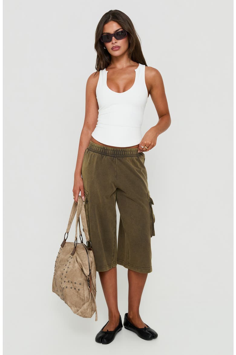 Harleah Wide Cargo Fleece Shorts, Alternate, color, BROWN