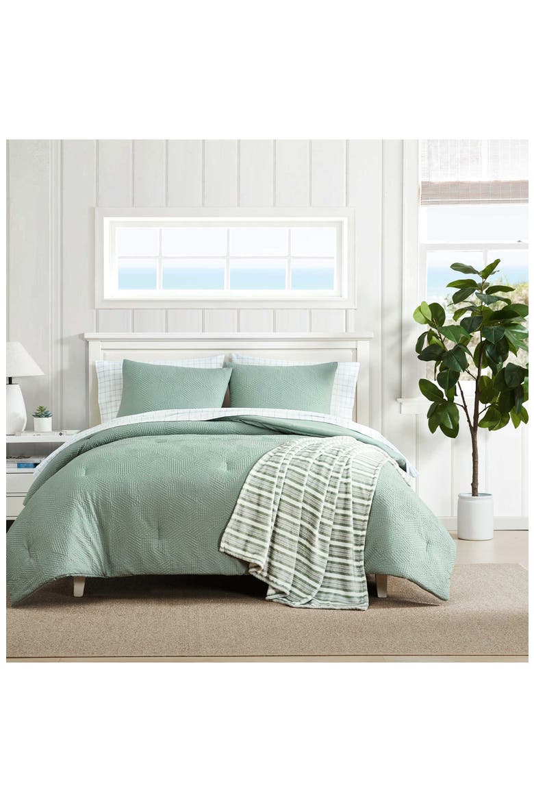 Broken Lines Embossed Reversible Comforter Set, Alternate, color, SEAFOAM