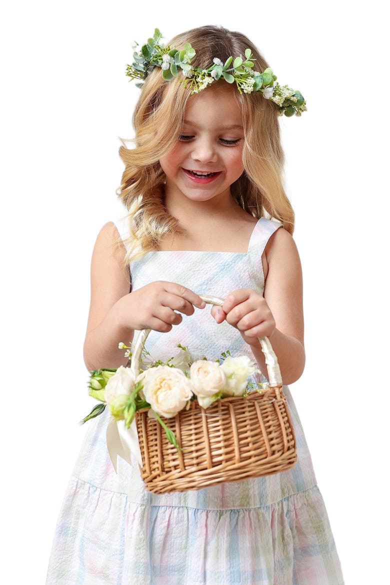 Girls' Organic Tiered Sundress, Kids, Alternate, color, Easter Check