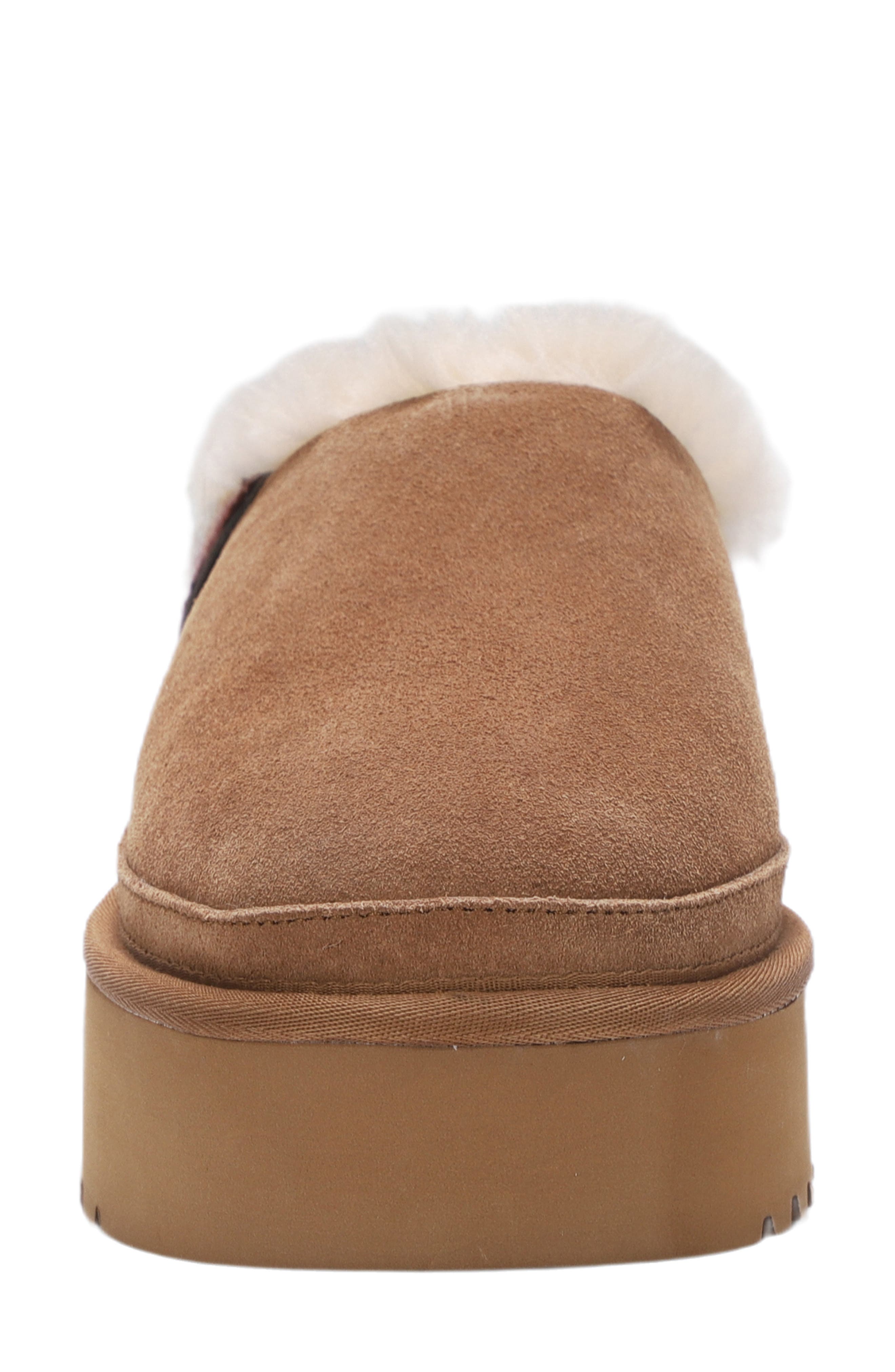 Suede Faux Fur Cuff Slipper, Alternate, color, CHESTNUT