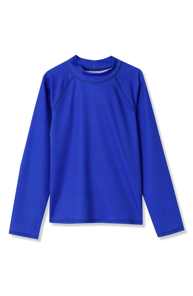 Lands' End Girls Long Sleeve Mock Neck UPF 50 Swim Rash Guard, Alternate, color, 