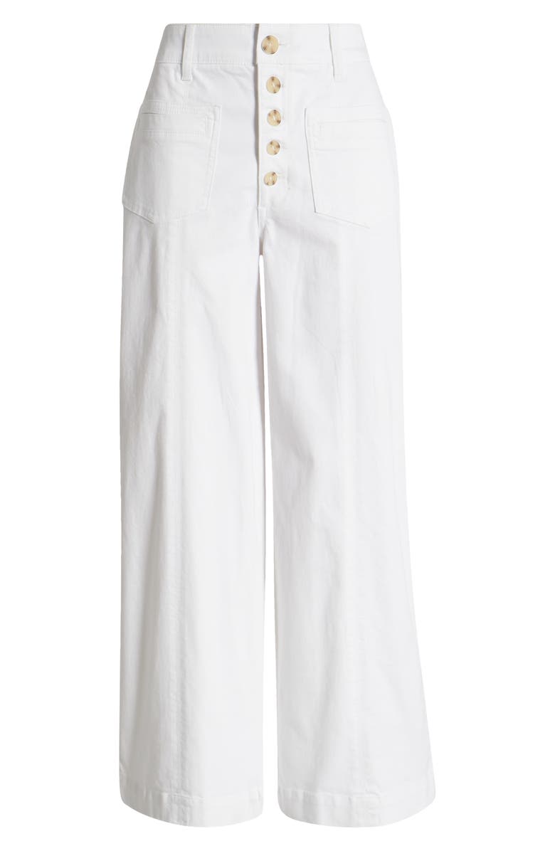 Wit & Wisdom 'Ab'Solution Skyrise High Waist Exposed Button Fly Wide Leg Pants, Alternate, color, White