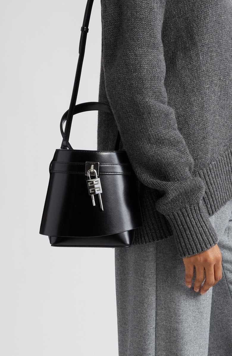 Givenchy Shark Lock Leather Bucket Bag, Alternate, color,