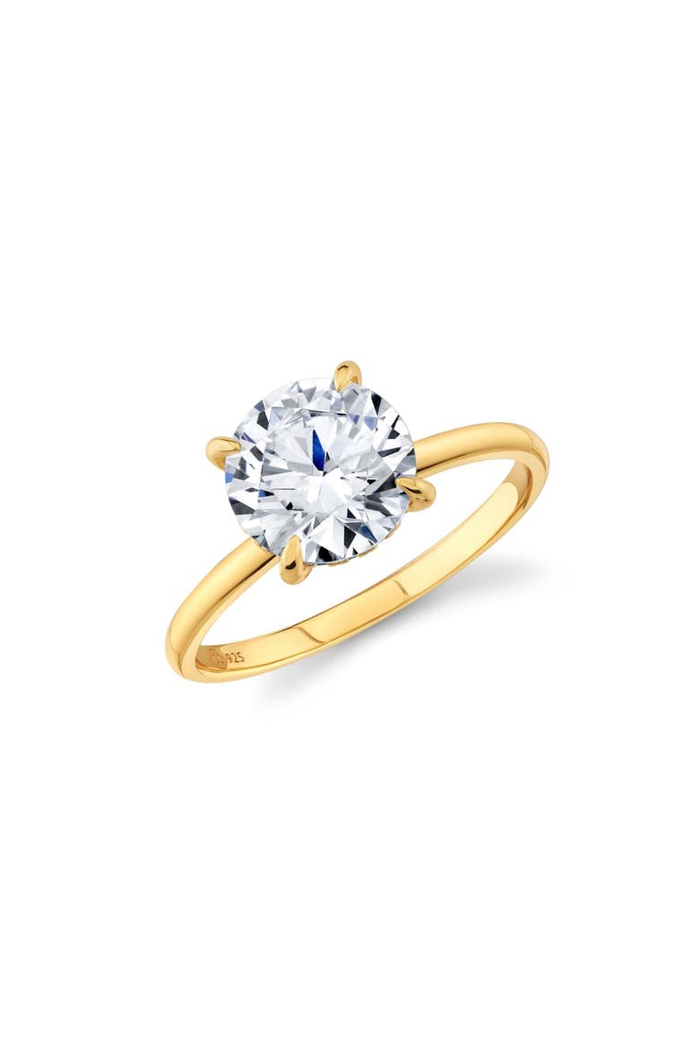 Brilliant Cut Cubic Zirconia Solitaire Ring, Main, color, 18KT YELLOW GOLD / CLEAR STONE