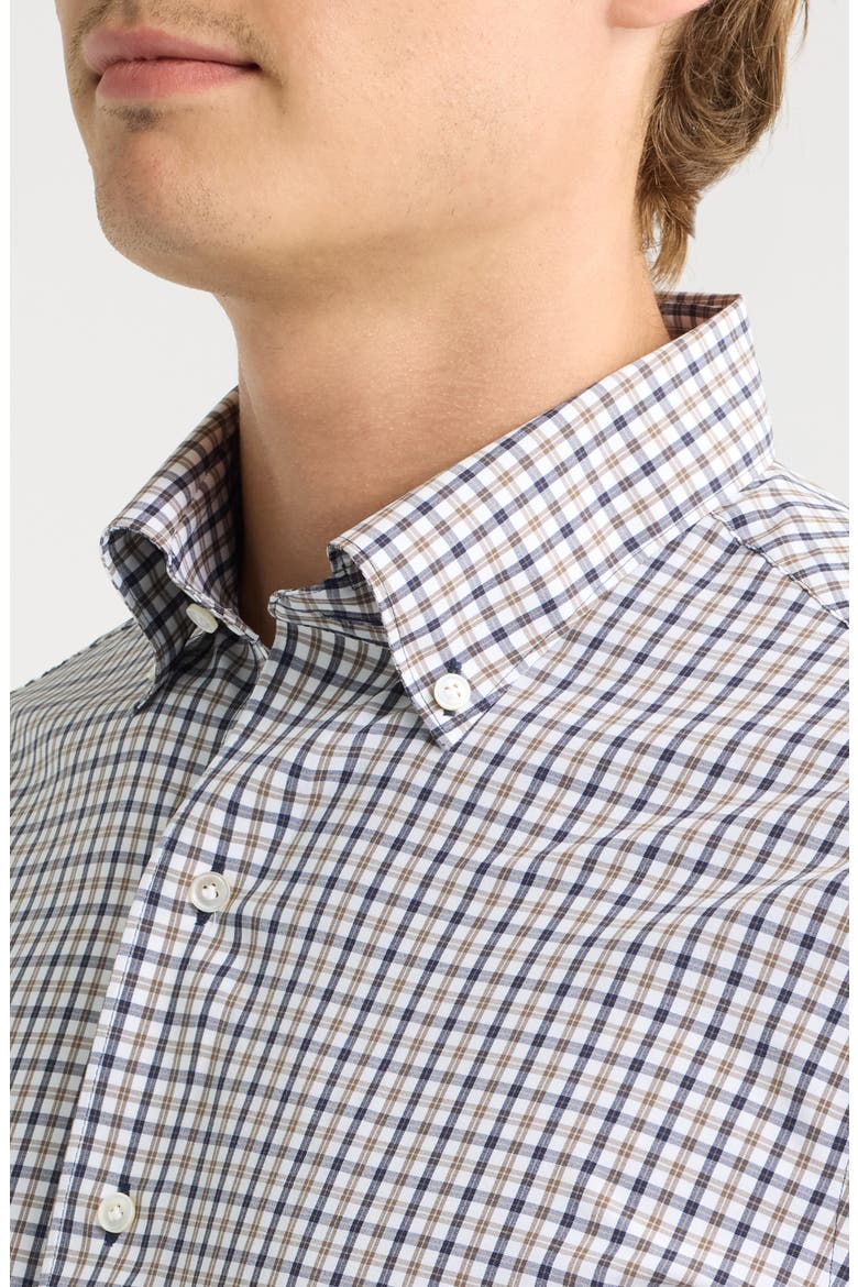 Clarence Tailored Fit Check Performance Poplin Button-Down Shirt, Alternate, color, NAVY