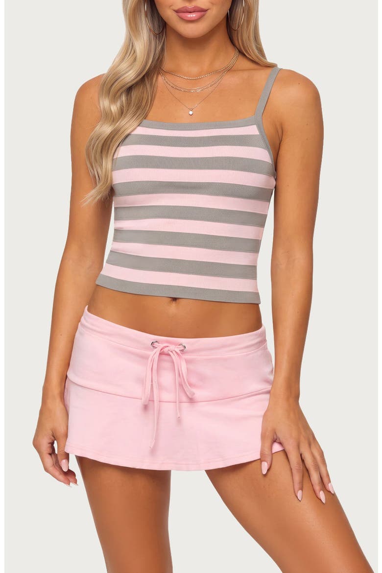 Harla Striped Knit Bandage Top, Main, color, PINK-AND-GRAY