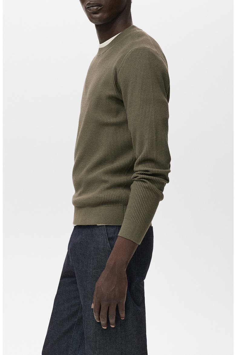 Regular Fit Crewneck Rib Sweater, Alternate, color, OLIVE GREEN