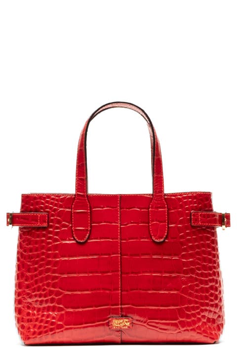 Amalie Croc Embossed Leather Shoulder Bag