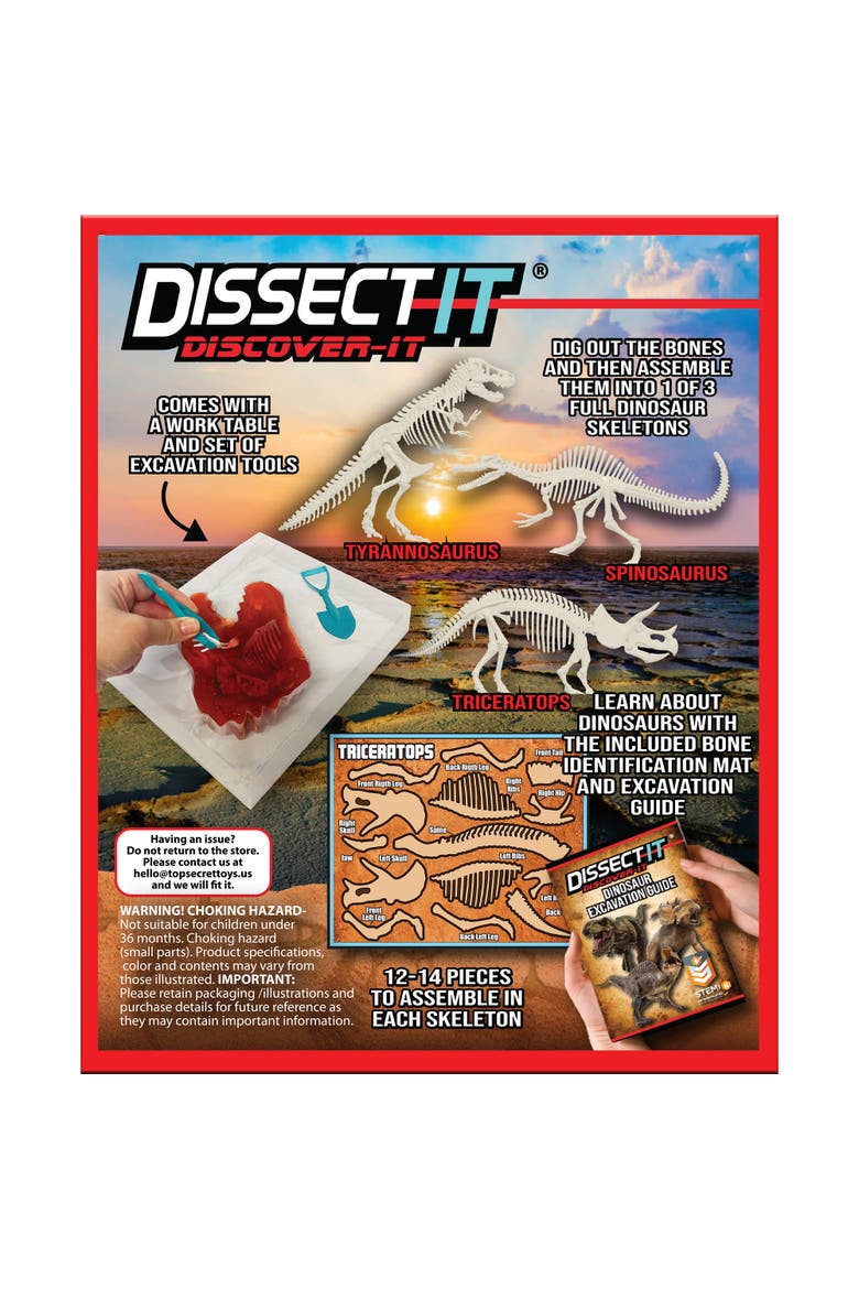 Top Secret Toys Dissectit Dino Dig, Science Kit, Ages 6+, Main, color, Multicolored