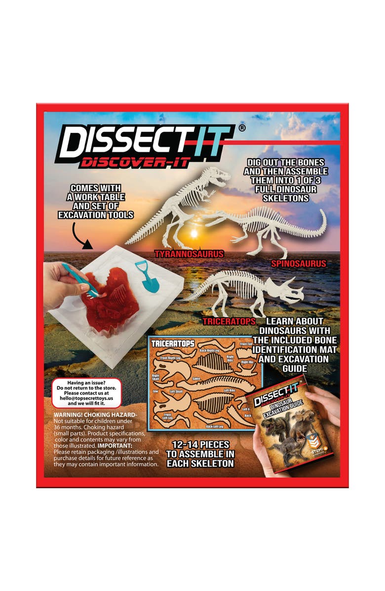 Dissect-It Top Secret Toys Dissectit Dino Dig, Science Kit, Ages 6+, Main, color, Multicolored