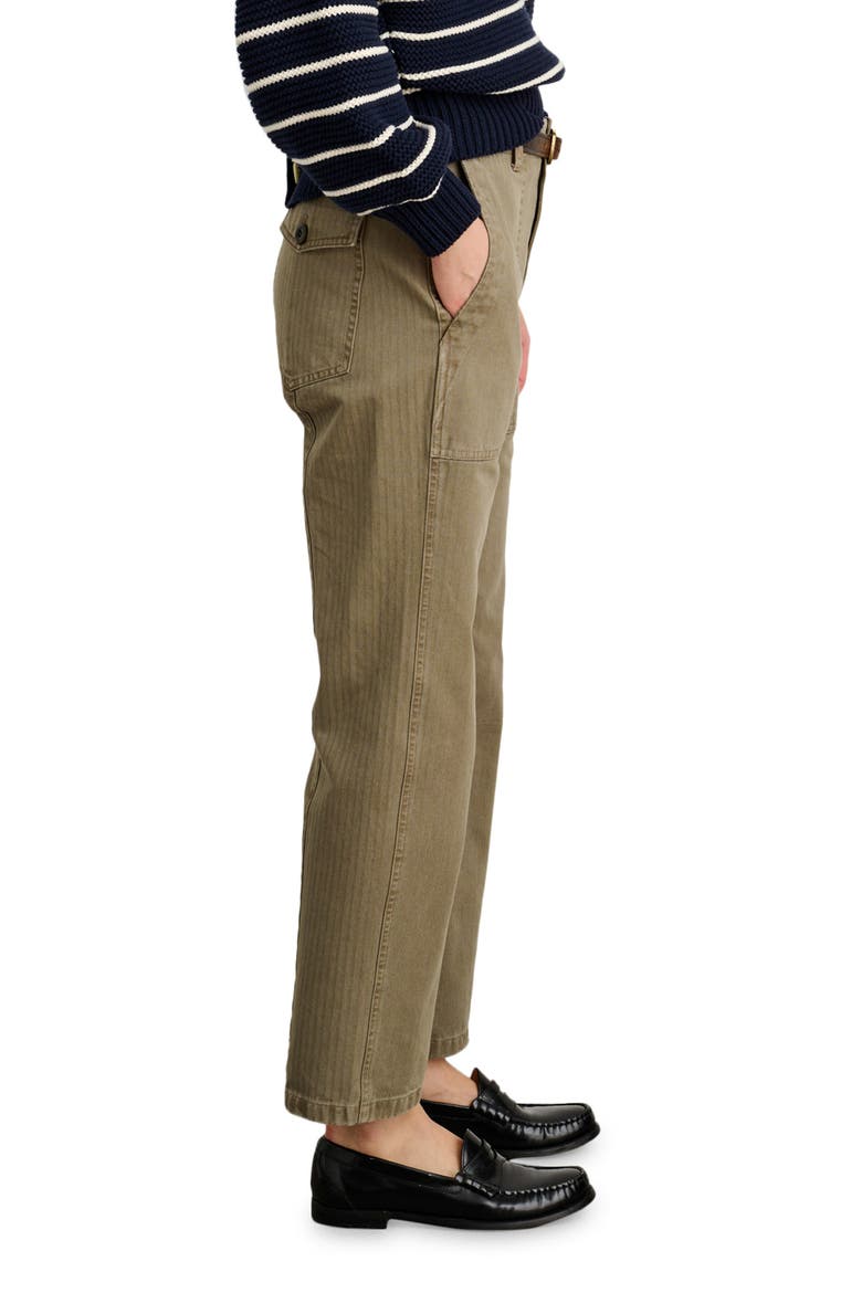 Neil Herringbone High Waist Straight Leg Utility Pants, Alternate, color, VINTAGE OLIVE