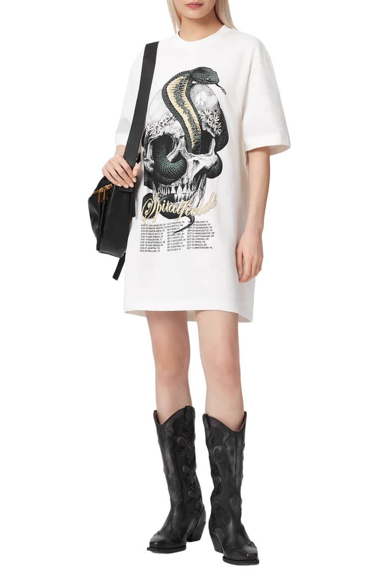 Snakehead Graphic T-Shirt Dress, Alternate, color, CHALK WHITE