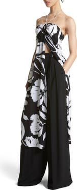 Michael Kors Collection Brushstroke Print Silk Crepe de Chine Dress