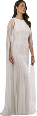 LARA New York Eve Beaded Cape Sleeve Wedding Dress