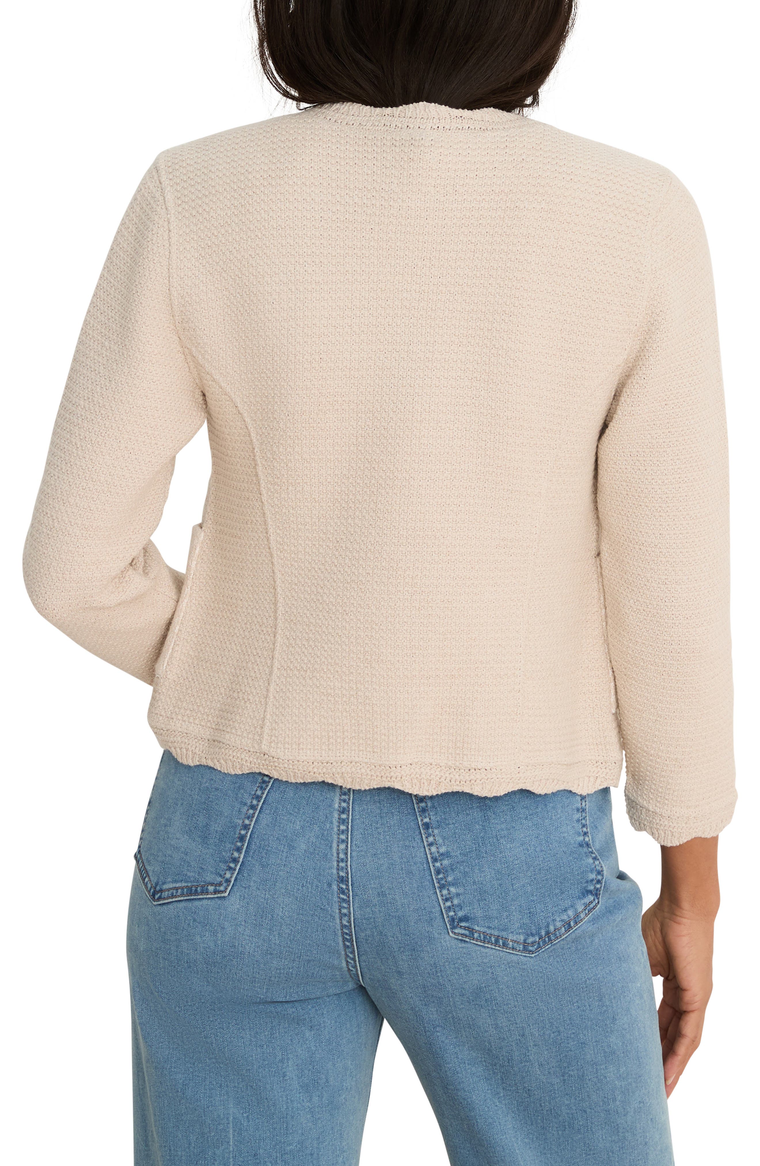 Scallop Trim Mixed Media Jacket (Women) | Nordstrom