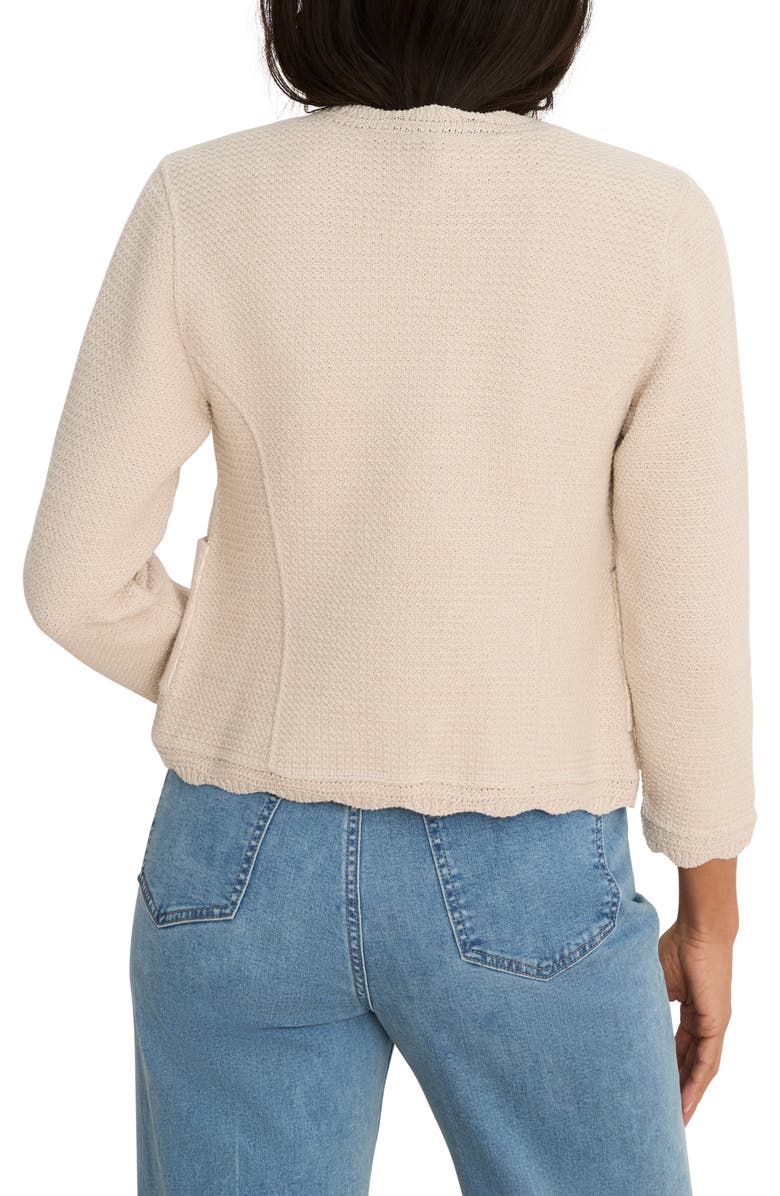 NIC+ZOE Scallop Trim Mixed Media Jacket, Alternate, color, Macadamia