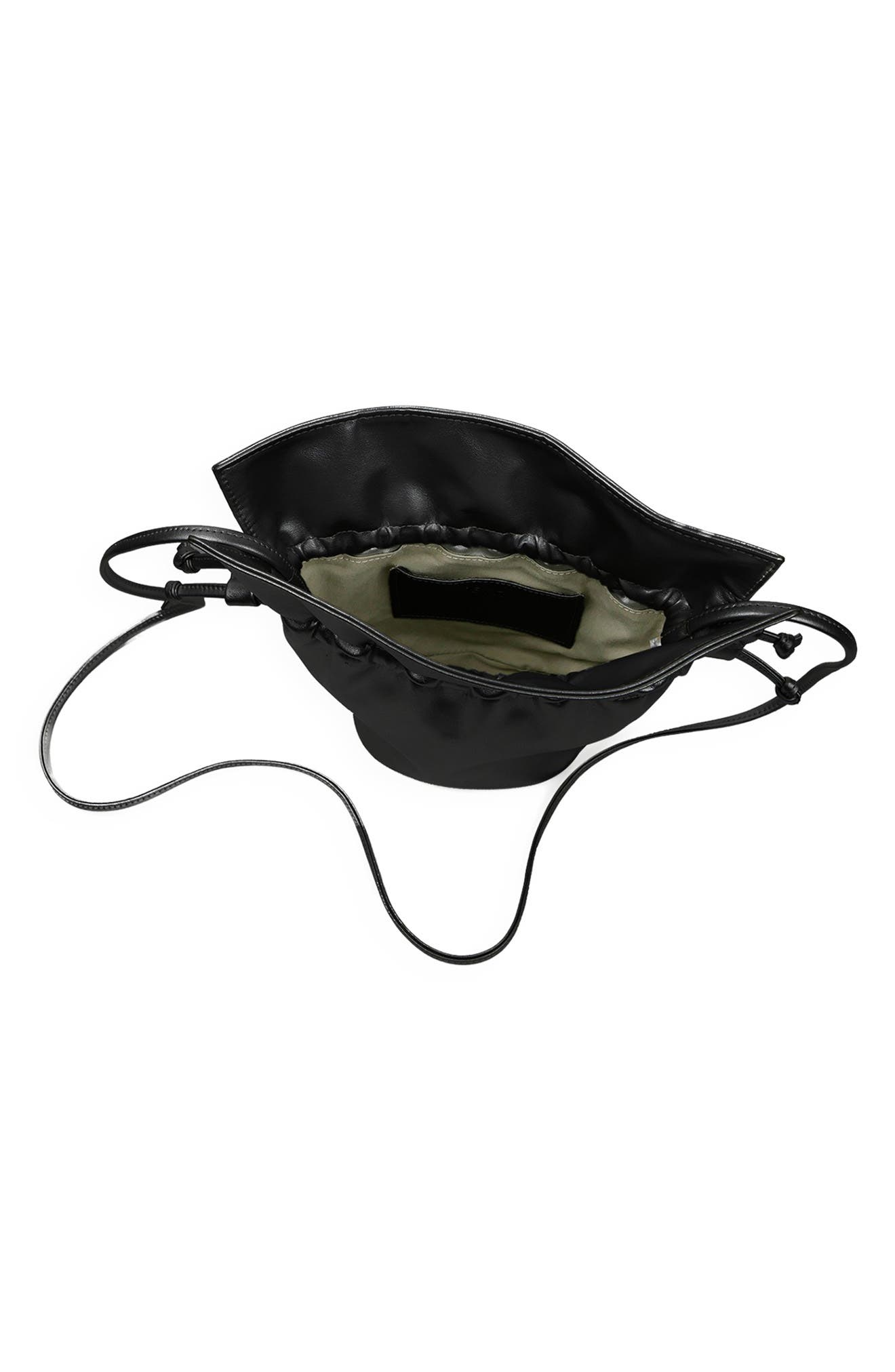 Mela Vegan Leather Bucket Bag, Alternate, color, Black