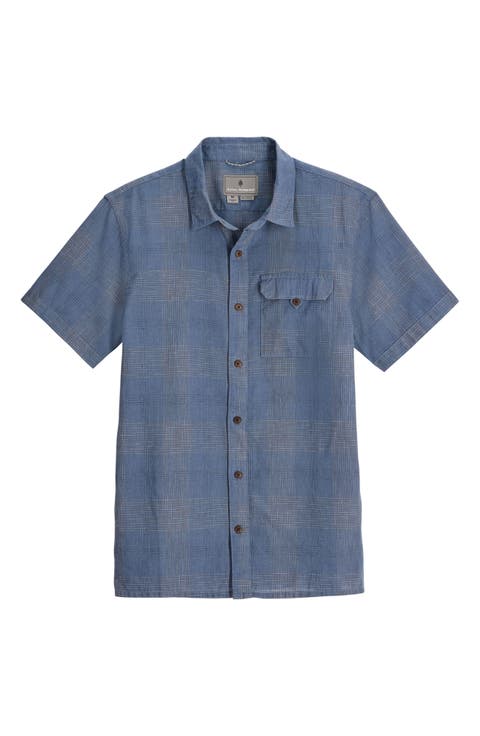 Hempline Spaced Short Sleeve Hemp Blend Button-Up Shirt
