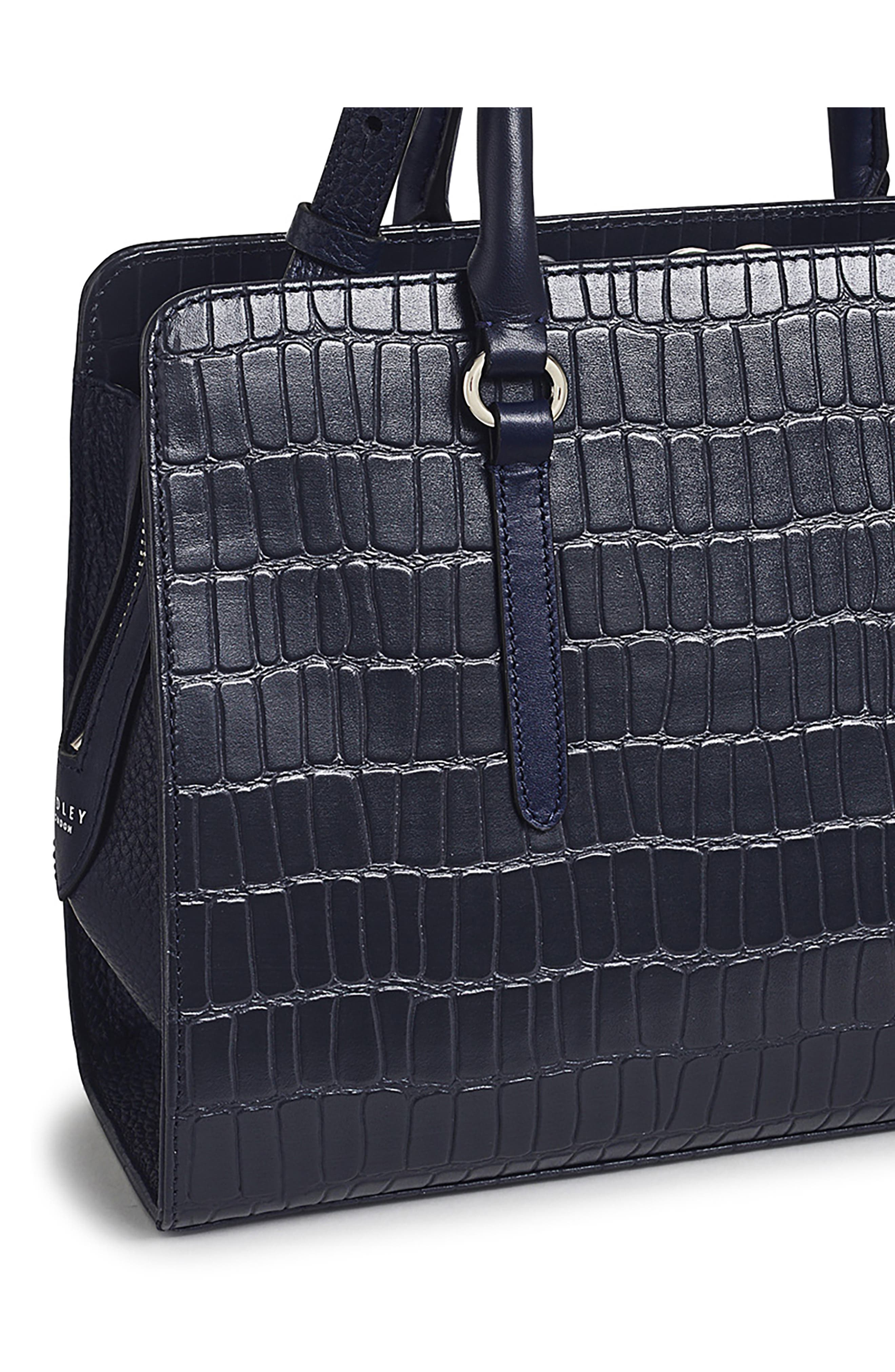 Radley Angel Lange Croc Embossed Leather Tote Bag, Alternate, color, Ink