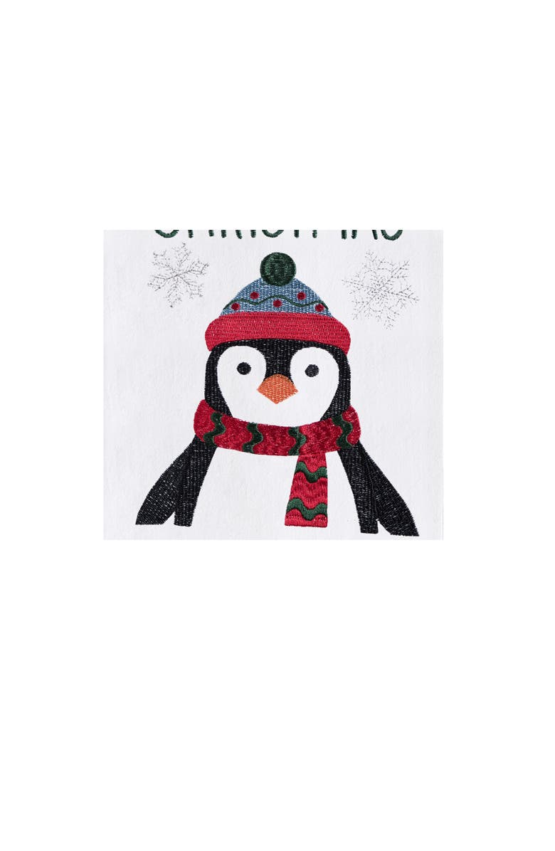 C&F Home Christmas "Have a Holly Jolly Christmas" Sentiment Penguin Cotton Flour Sack Kitchen Dish Towel 27L x 18W in., Alternate, color, White