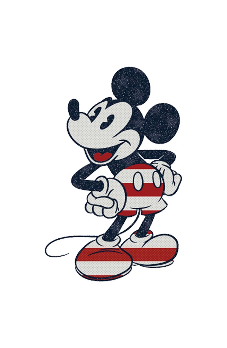Mickey & Friends Men's Mickey & Friends Red Striped Mickey Graphic T-Shirt, Alternate, color, White