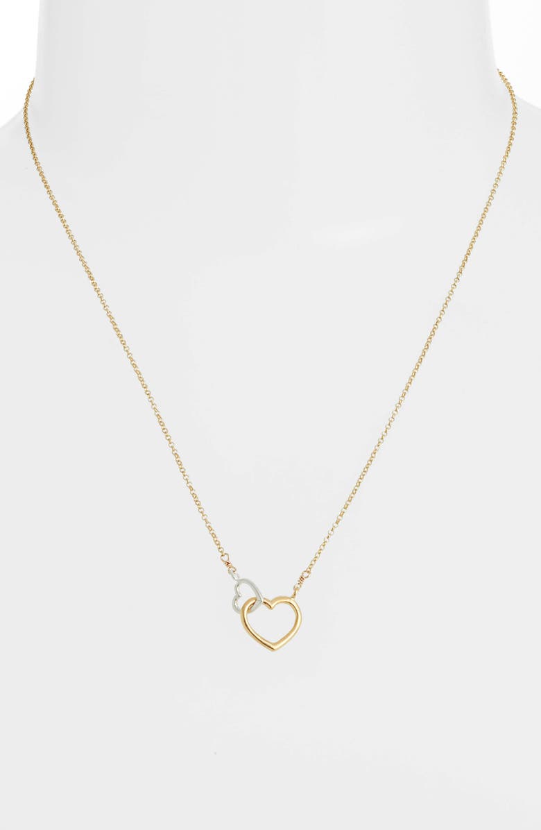 Dogeared Mother + Daughter Linked Hearts Necklace, Alternate, color,