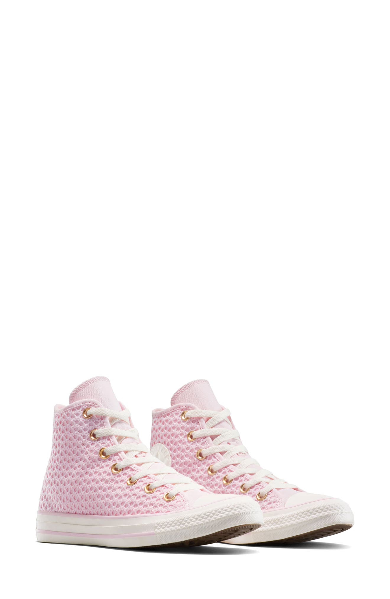 Converse Chuck Taylor All Star Canvas & Knit High Top Sneaker, Alternate, color, Sugar Berry/ Egret/