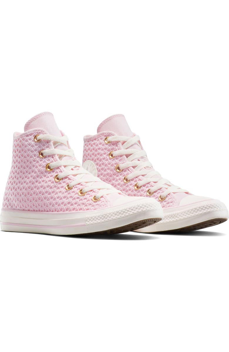 Converse Chuck Taylor All Star Canvas & Knit High Top Sneaker, Alternate, color, Sugar Berry/ Egret/
