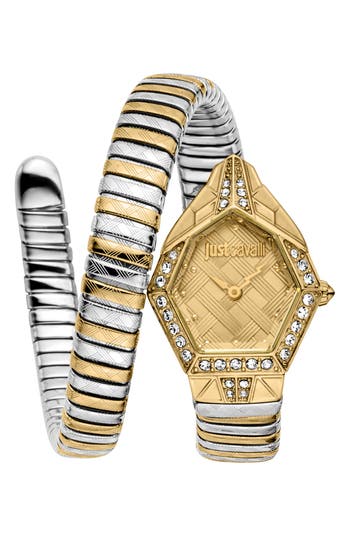 Just Cavalli Snake Bracelet Watch, 23mm X 32mm In Gold