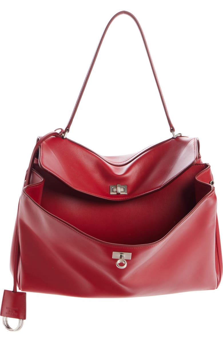 Balenciaga Small Rodeo Leather Top Handle Bag, Main, color, 6246 Cherry Red