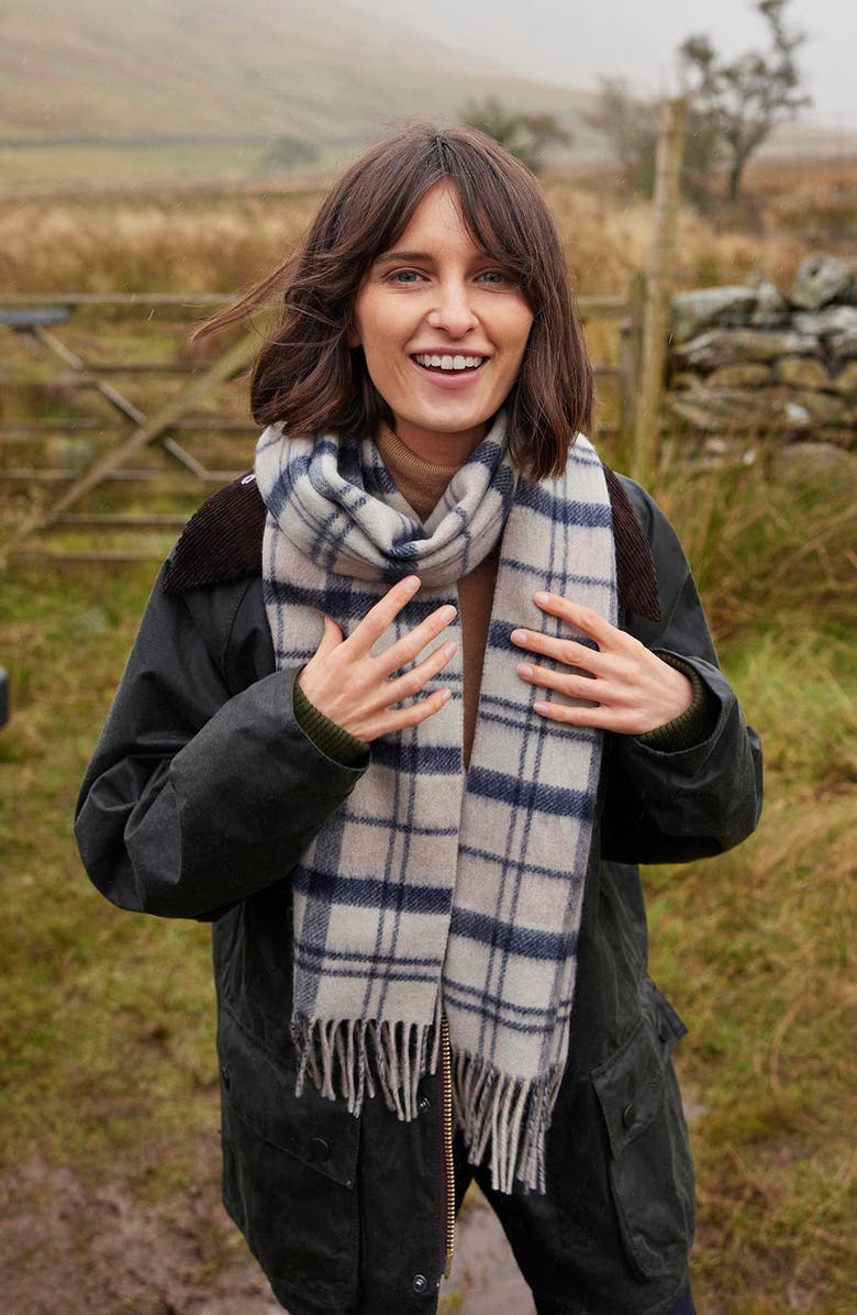 Barbour Jemma Plaid Double Face Lambswool Fringe Scarf, Alternate, color, 