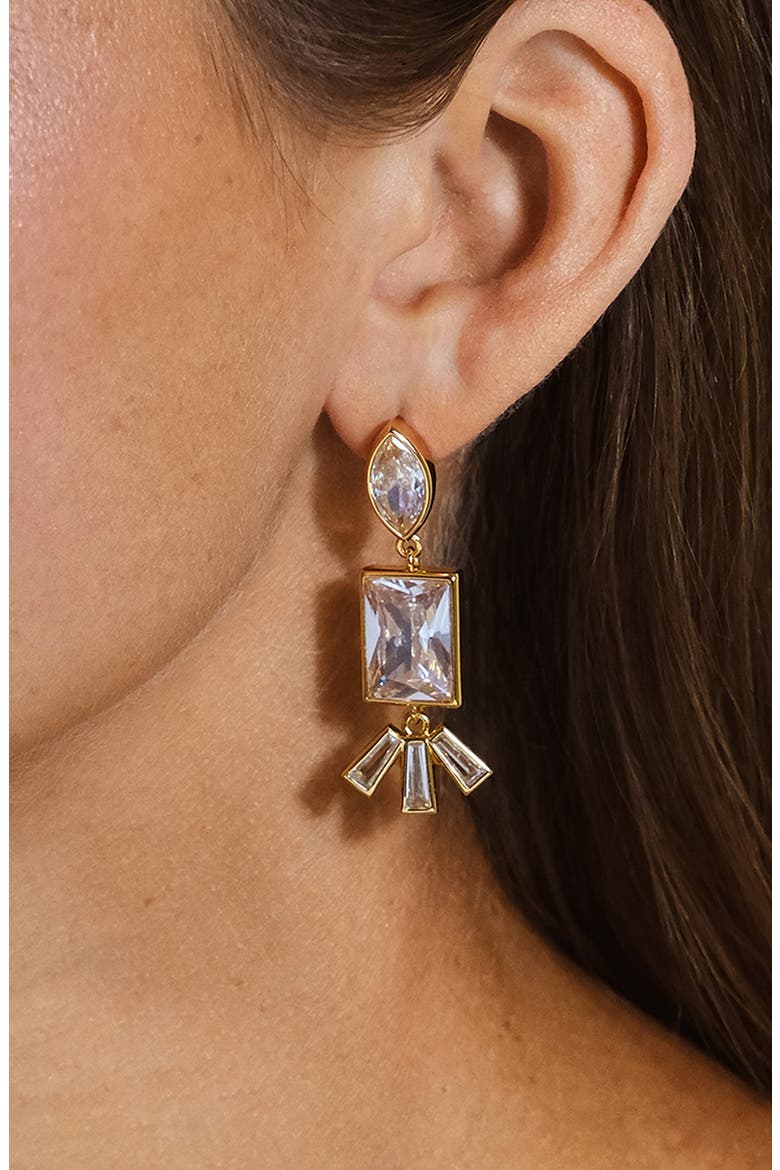 Bella Cubic Zirconia Drop Earrings, Alternate, color, GOLD