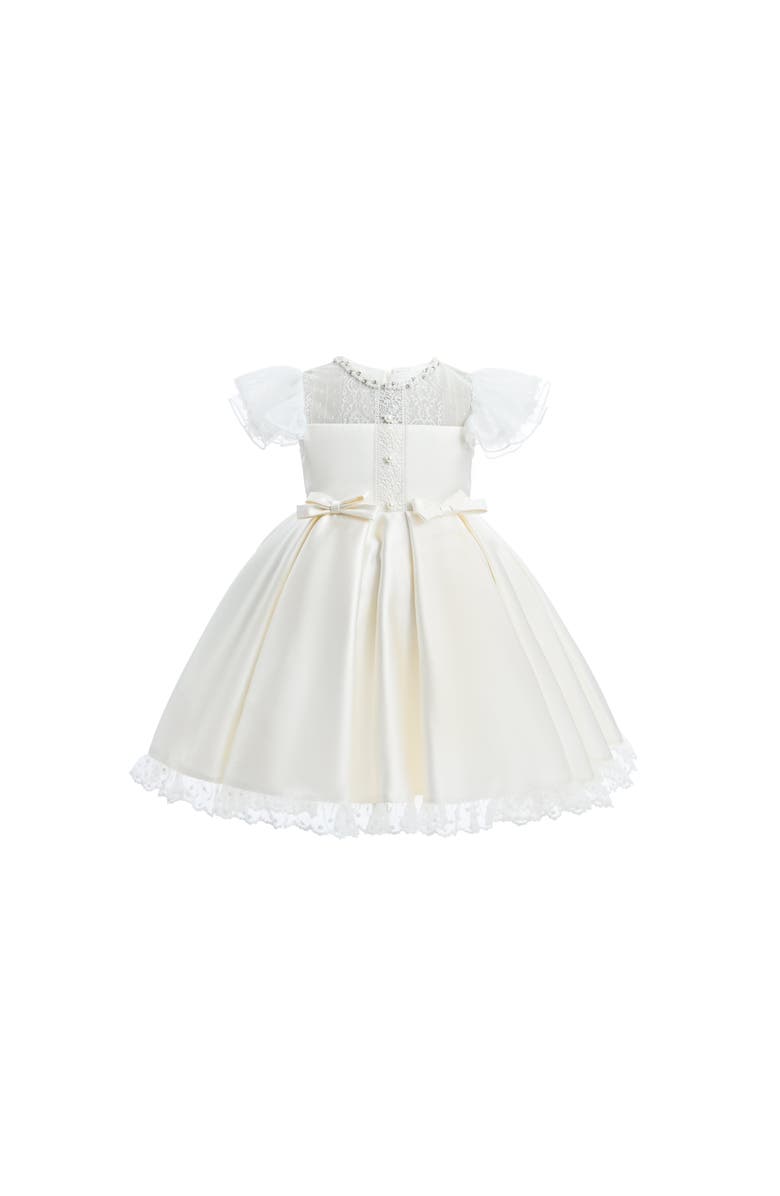 Tulleen Lace-Trim Puff Sleeve Dress, Alternate, color, Ivory