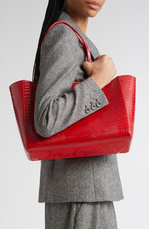 Christian Louboutin Small Cabata Soft Croc Embossed Patent Leather Tote