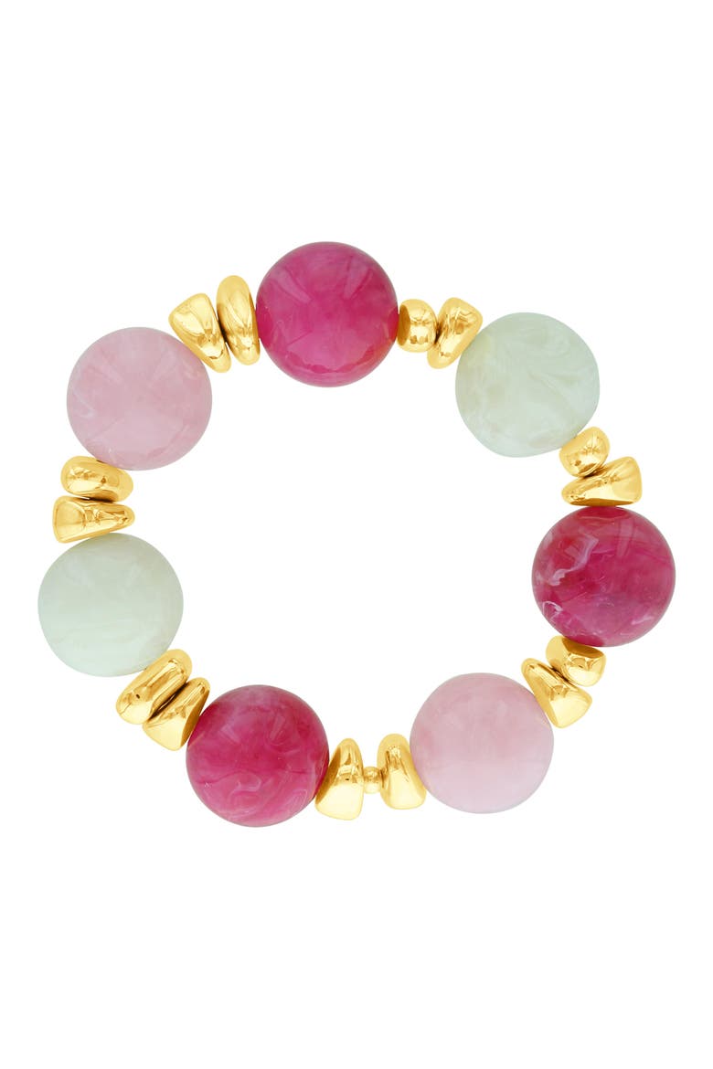 Bohemian Resin Stretch Bracelet, Main, color, GOLD / PINK / BEIGE