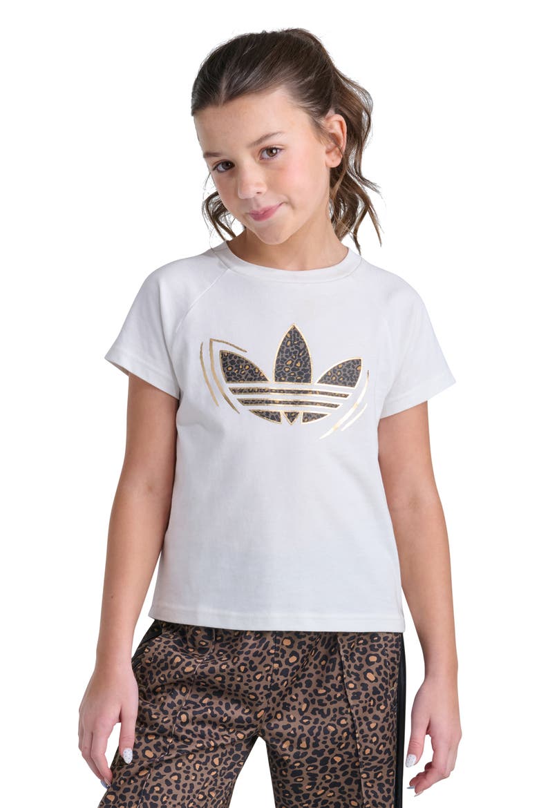 Kids' Cheetah Trefoil T-Shirt, Main, color, OFF WHITE