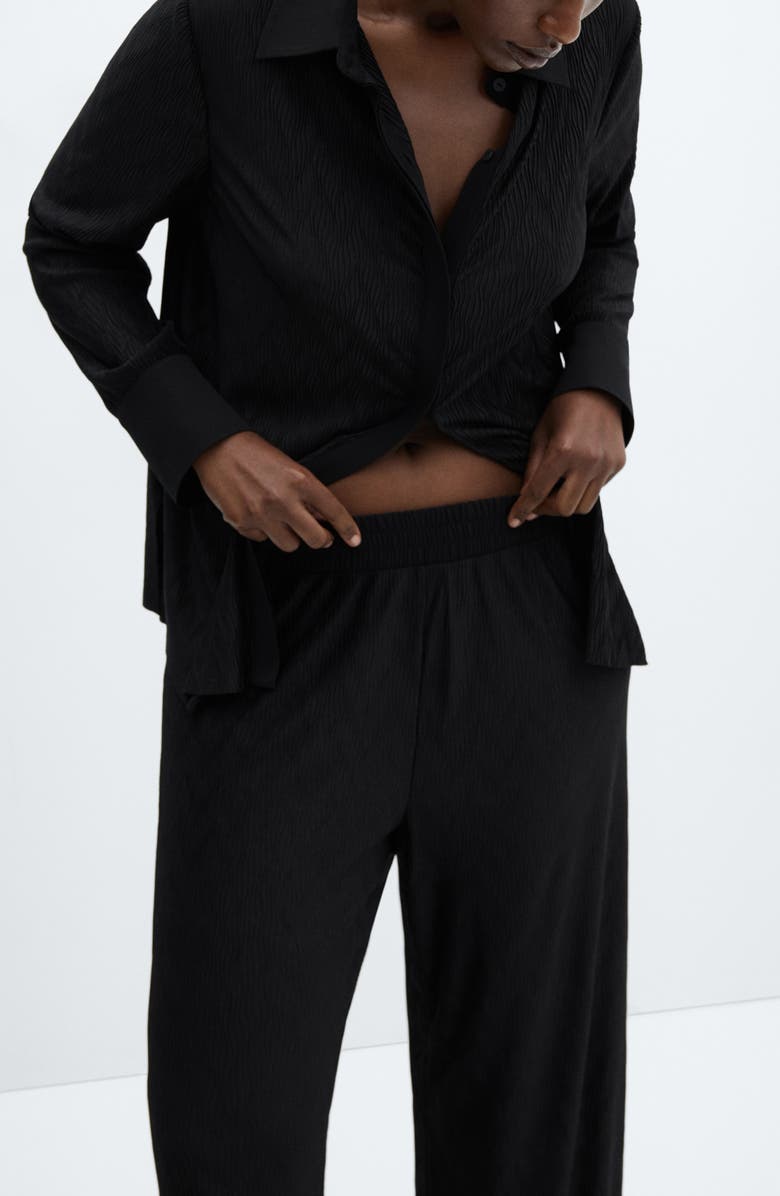 MANGO Textured Wide Leg Pants, Alternate, color,