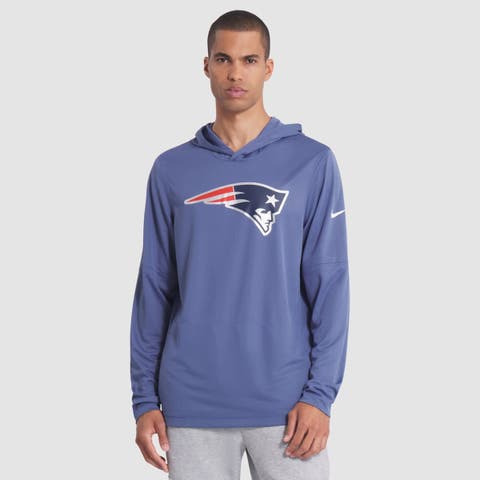 Men's Nike  Storm Blue New England Patriots 2025 Rivalries Collection Sideline Dri-FIT Long Sleeve Hoodie T-Shirt